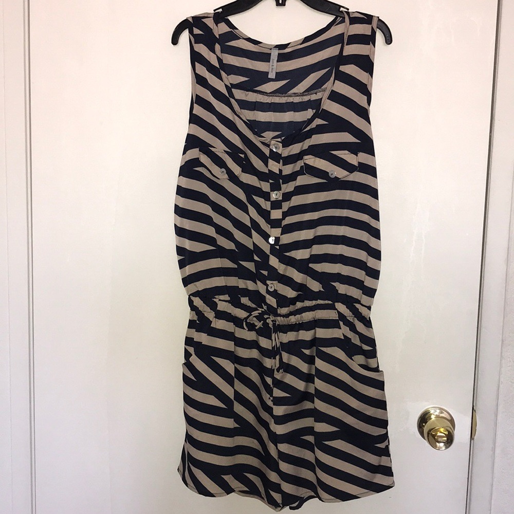 Lace-up  brown and Blue One-piece Rompers